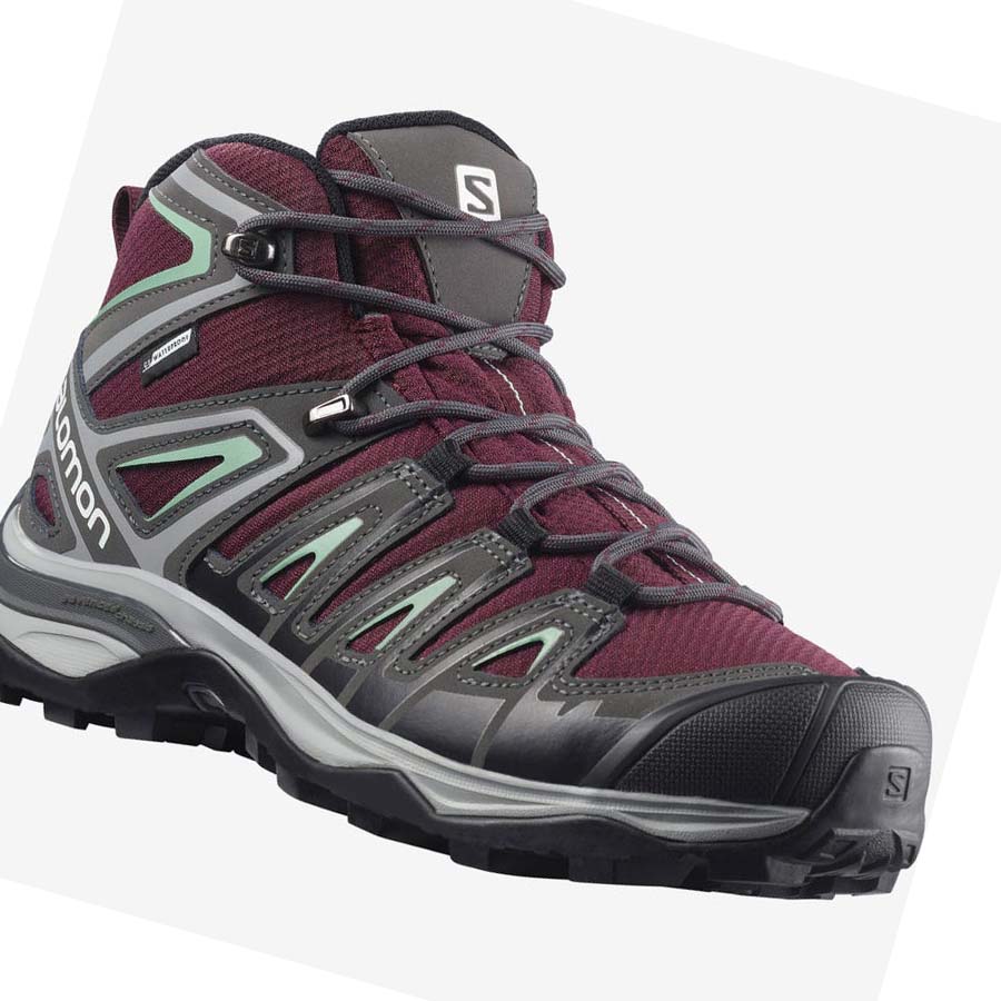 Salomon WoX ULTRA PIONEER MID CLIMASALOMON™ WATERPROOF Túracipő Női Piros | HU 2832CTV